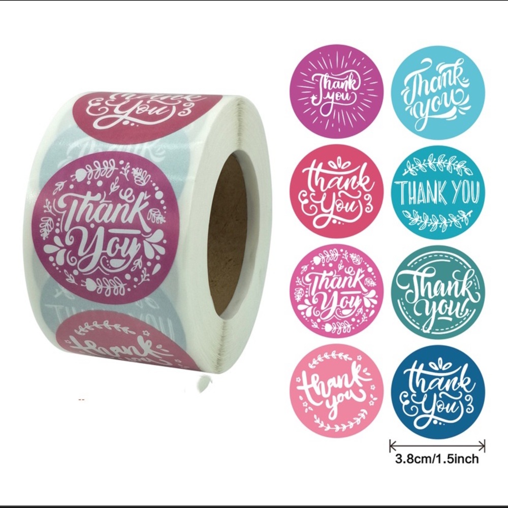 COPY - 1.5 inch thank you stickers a roll of 500